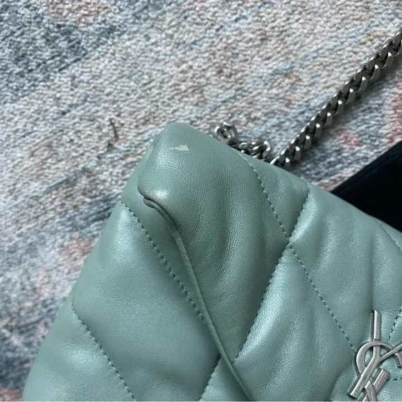 SAINT LAURENT LouLou Mini YSL Puffer Toy Crossbody Bag Vert Opaline - Picture 12 of 12